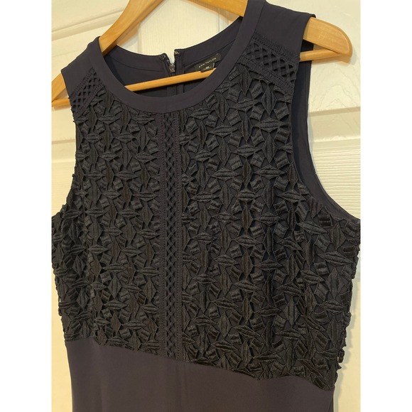 Ann Taylor Dresses & Skirts - Ann Taylor Navy Blue Geometric Lace Sleeveless Cocktail Dress‎ L 10 Minimalist